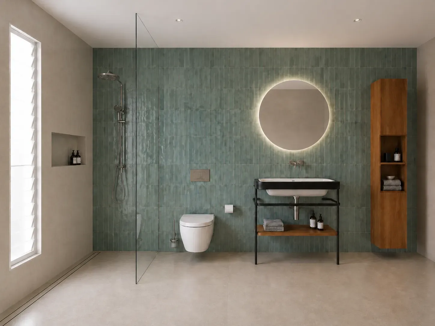 Bathroom after render, proposed renovation