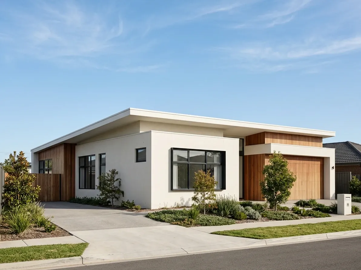 Australian suburban home with a clean roofline against open sky