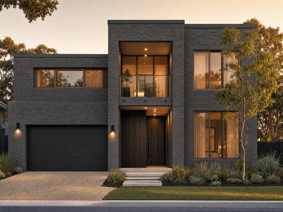 Concept direction two: charcoal brick at golden hour