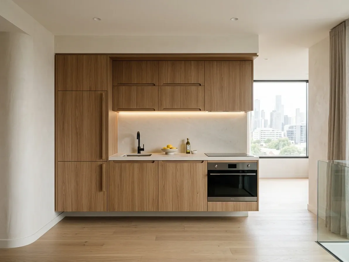 A premium integrated kitchenette inside a dual-key apartment's secondary dwelling