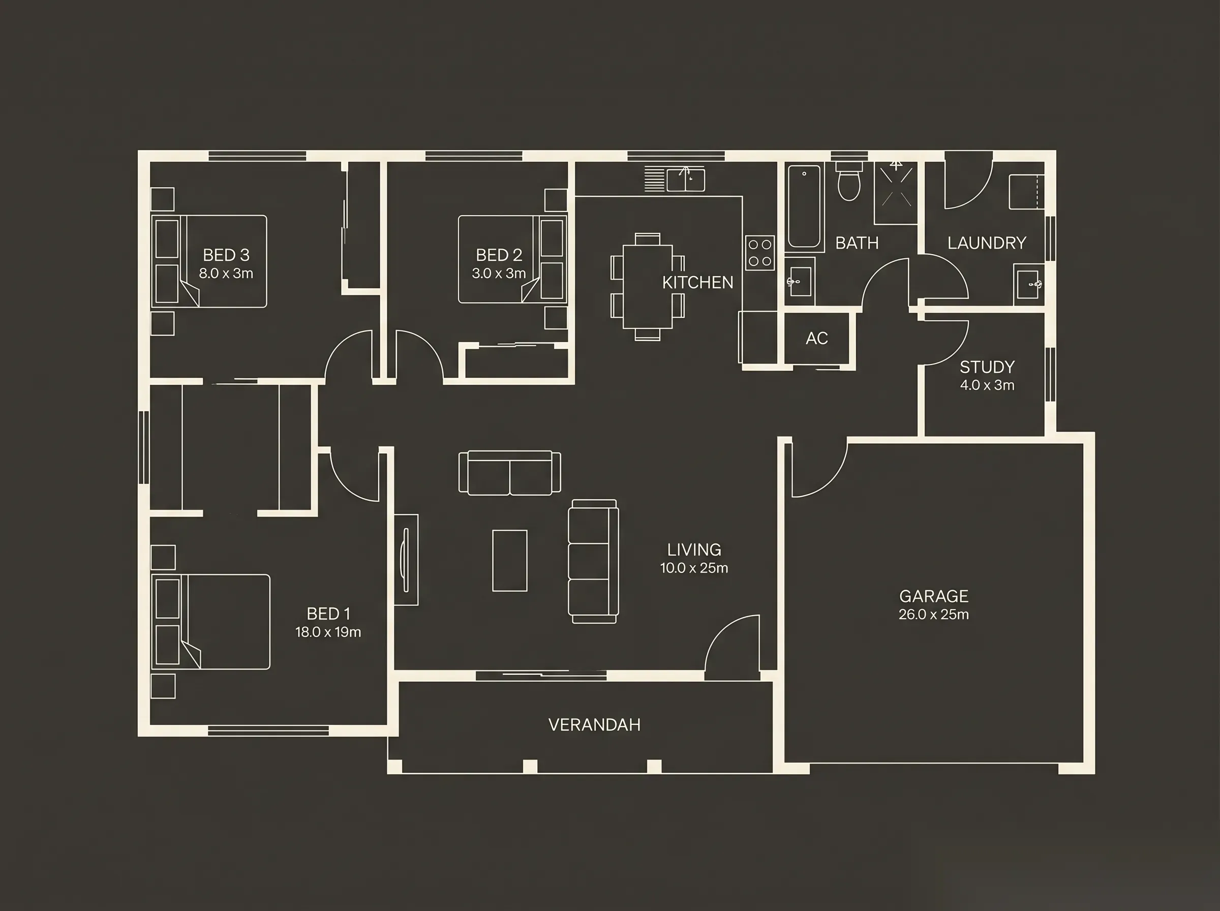 2D floor plan top-down diagram showing room layout and dimensions