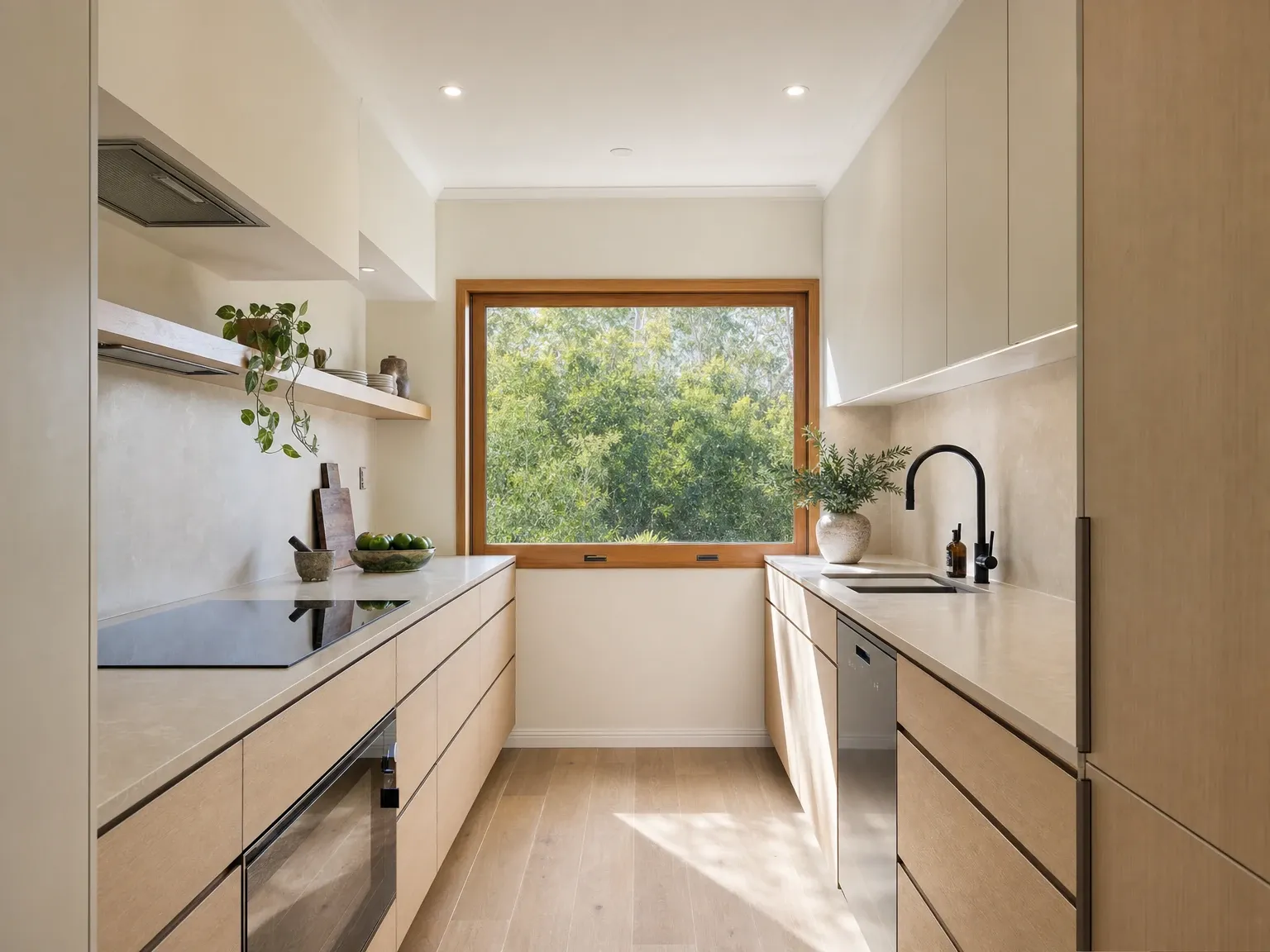 The same galley kitchen after an IKEA METOD renovation