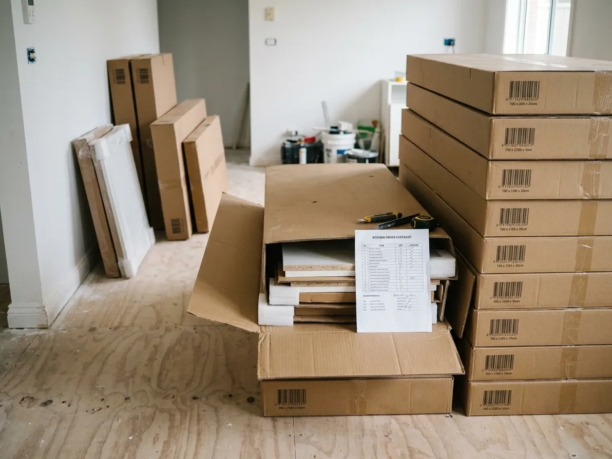 IKEA kitchen flat-pack boxes delivered mid-renovation