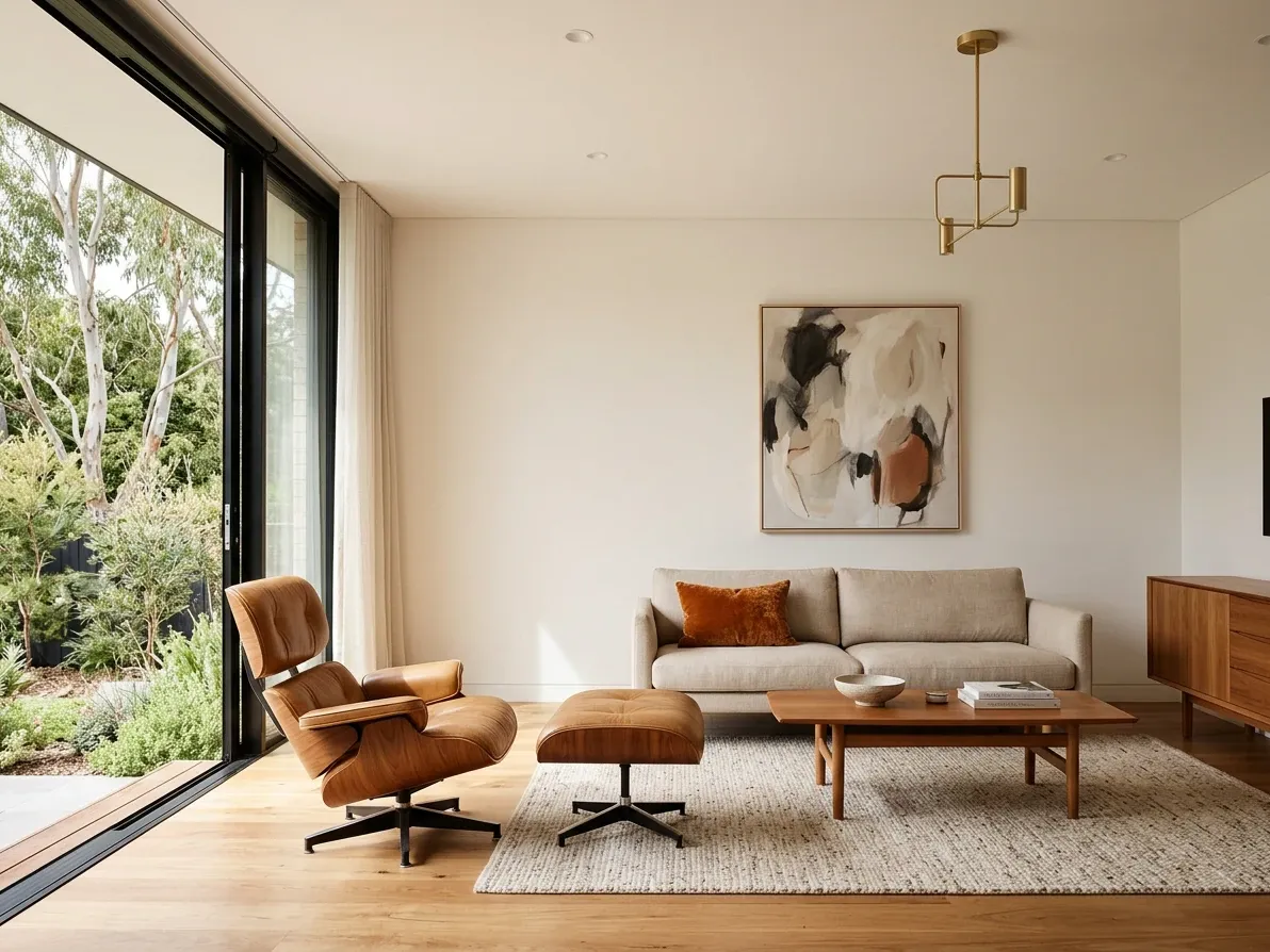 Mid-century modern room done well with one hero piece and contemporary supporting furniture