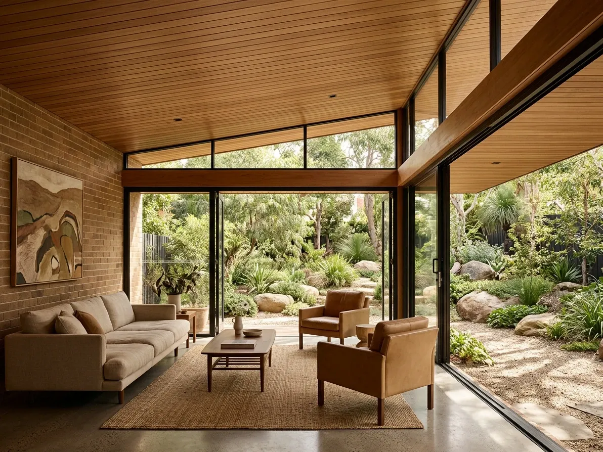 Mid-century modern home with deep eaves and oriented glazing controlling Australian sunlight