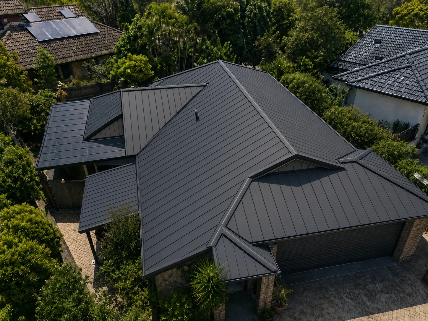 House exterior after paint and roof update — proposed render