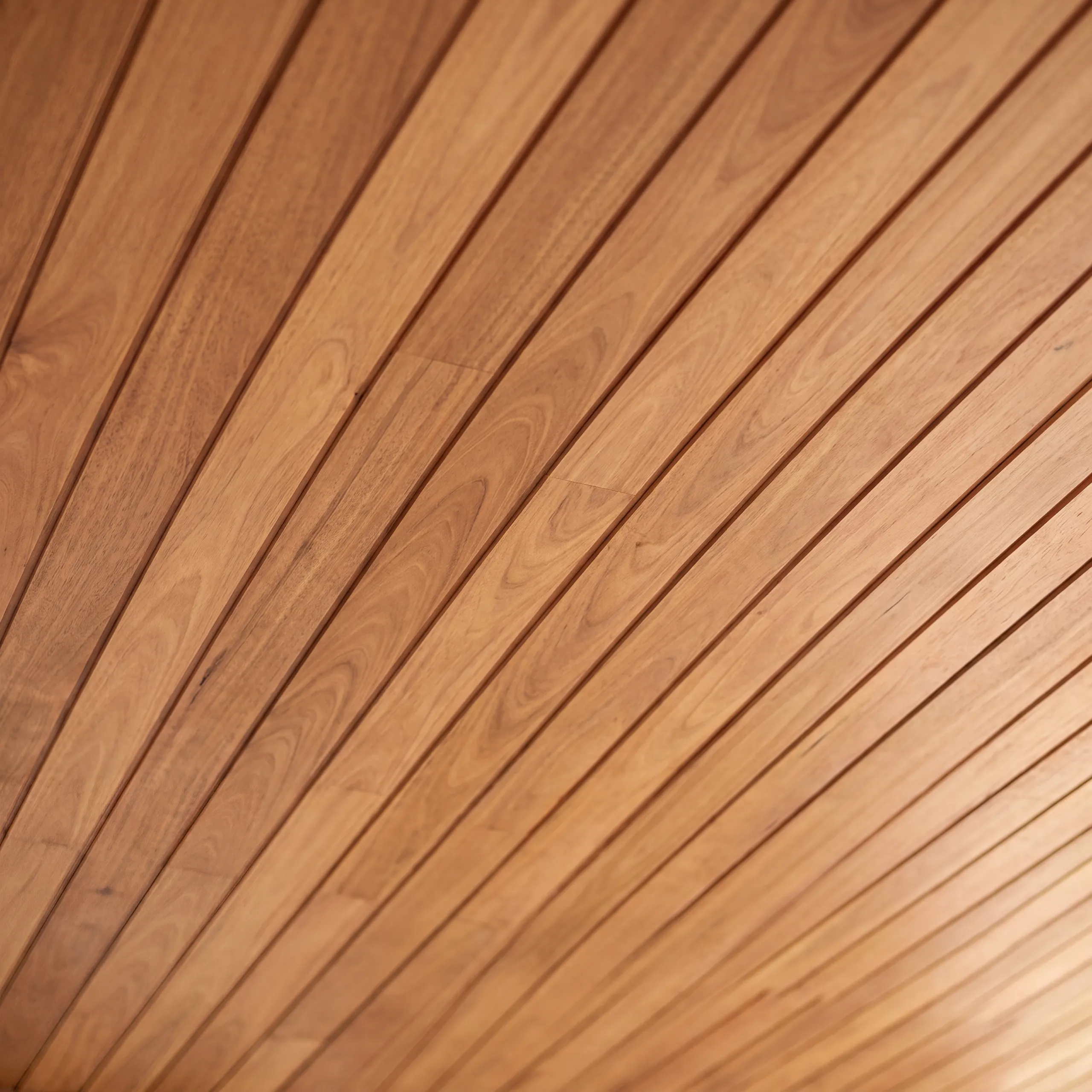 Spotted gum ceiling lining, close crop showing the grain and shadow gaps
