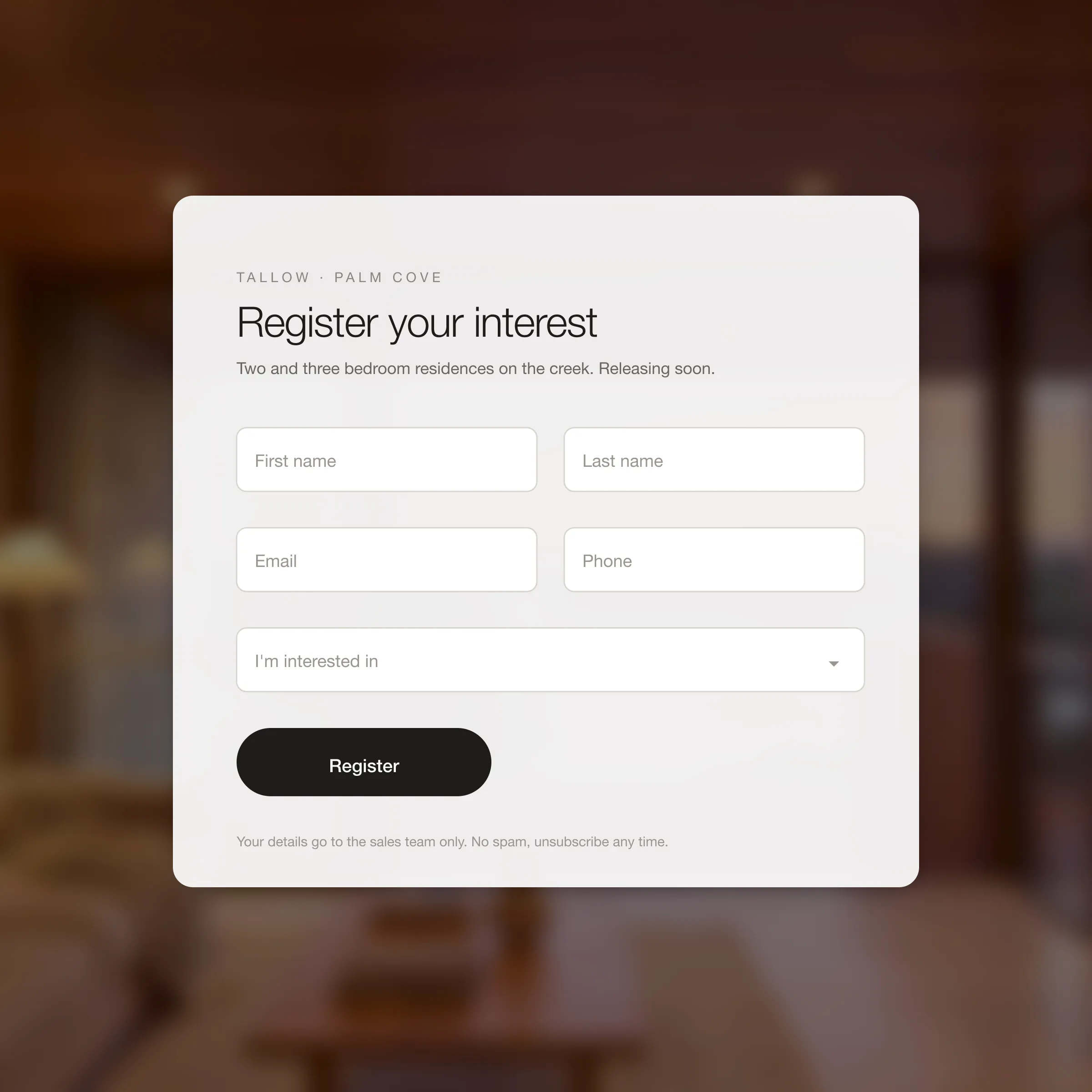 The register-interest section of the TALLOW project website