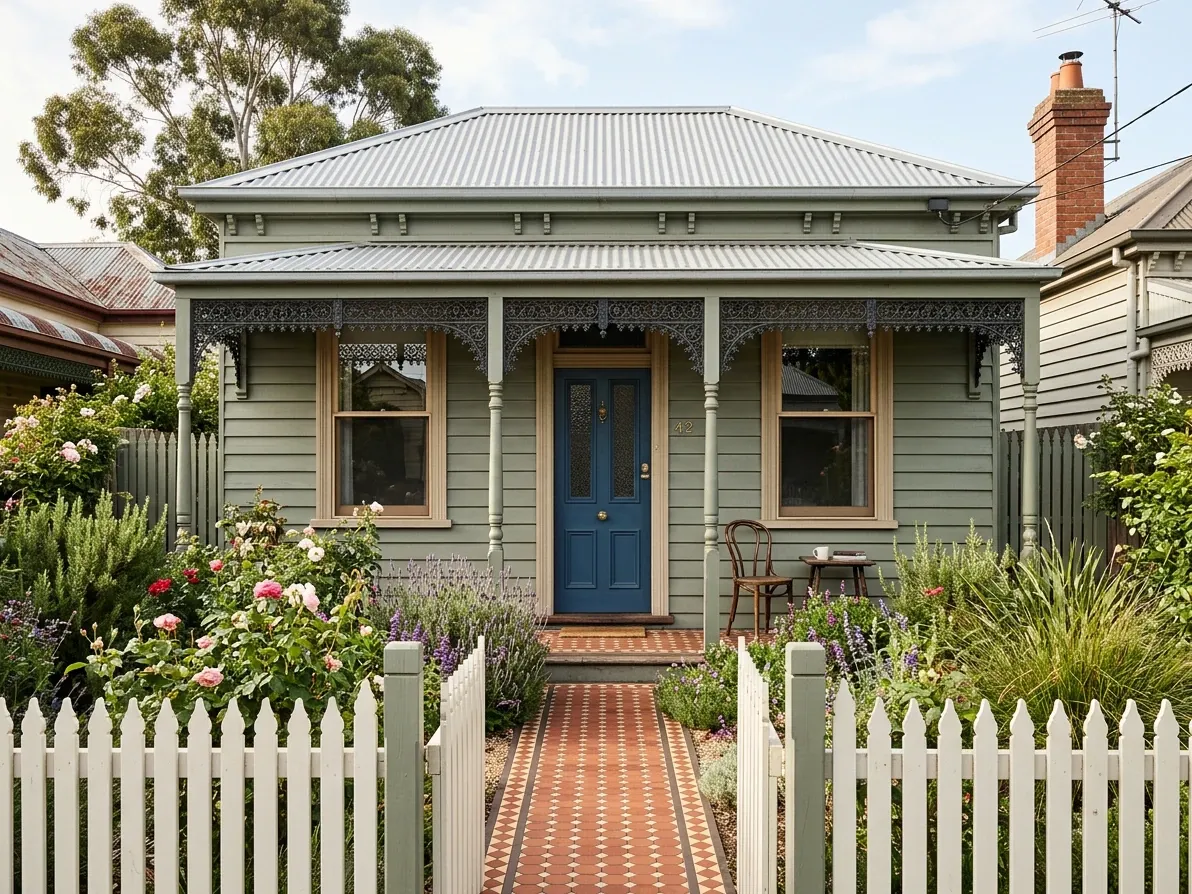 Restored Victorian workers cottage interior with honest period details and warm collected styling